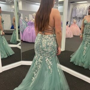 Elegant Green Floral Gown